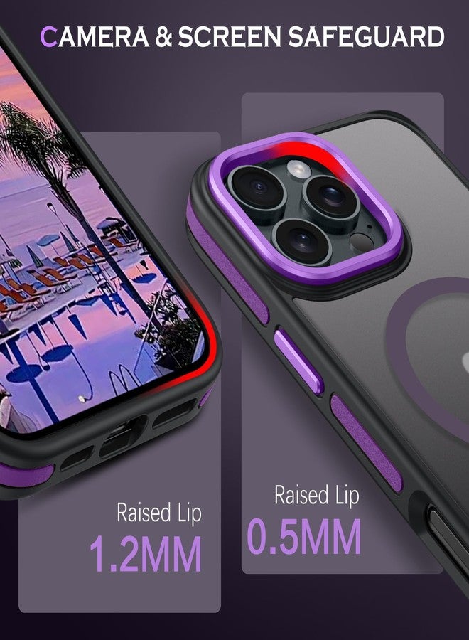 YINLAI جراب YINLAI لهاتف iPhone 16 Pro Max، جراب مغناطيسي [متوافق مع Magsafe] يدعم الشحن اللاسلكي، نحيف، شفاف، غير لامع، مقاوم للصدمات، غطاء خلفي واقٍ للهاتف مقاس 6.9 بوصة، أسود/بنفسجي - Image 5