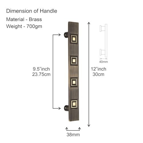 COMPASS 12" Brass Main Door Handle | Door Handles for Main Door | Pull Handles for All The Doors of House | Office | Hotels | PH-257 (Pack of 1, Antique Finish) - Image 3