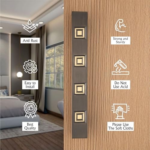 COMPASS 12" Brass Main Door Handle | Door Handles for Main Door | Pull Handles for All The Doors of House | Office | Hotels | PH-257 (Pack of 1, Antique Finish) - Image 4