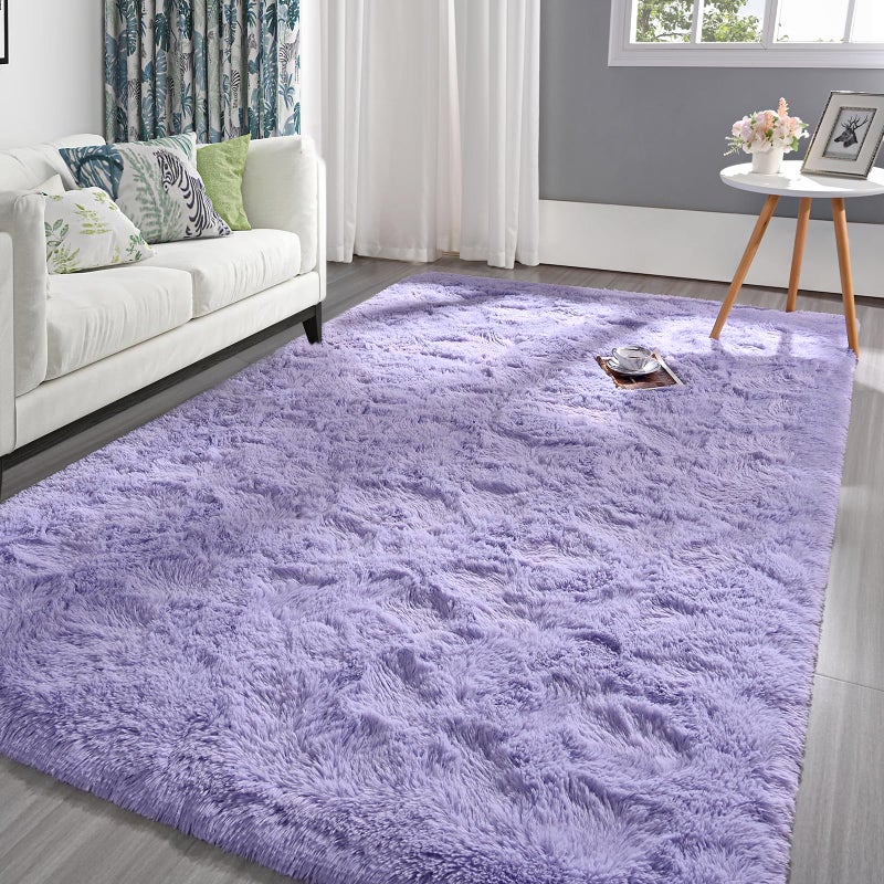Pettop Fluffy Lavender Purple Rug for Bedroom Living Room 5x8 Feet Super Soft Shaggy Plush Fuzzy Rugs for Girls Kids Boys NonSlip and Washable Rug for Nursery Classroom Carpet for Rooms Decor