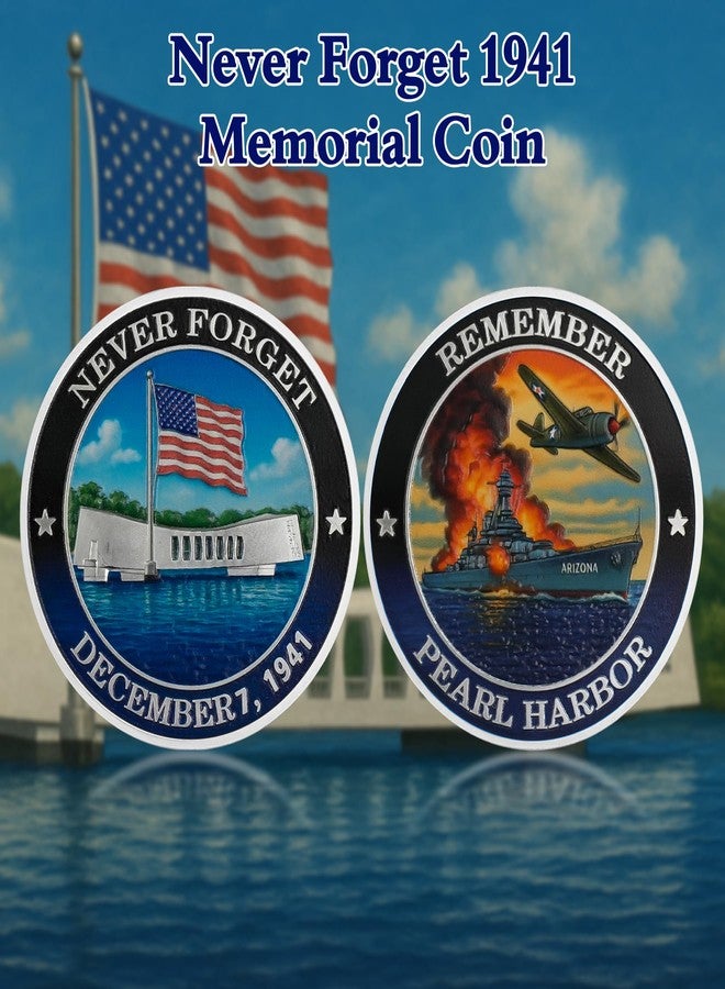 ASmileIndeep United States Pearl Harbor Memorial Coin - WWII History Commemorative Coin - December 7 1941 Tribute Collectible Souvenir Token Patriotic Gift - Image 2