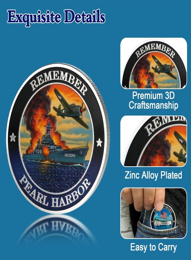 ASmileIndeep United States Pearl Harbor Memorial Coin - WWII History Commemorative Coin - December 7 1941 Tribute Collectible Souvenir Token Patriotic Gift - Image 3