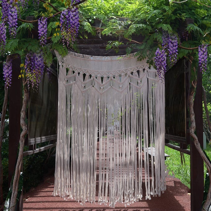 BOHEMIAN MACRAME CURTAINS DOORDOORWAY CURTAIN ROOM DIVIDERS BRIDAL SHOWERBABY SHOWER PHOTO BACKDROP 52 W X 74 H