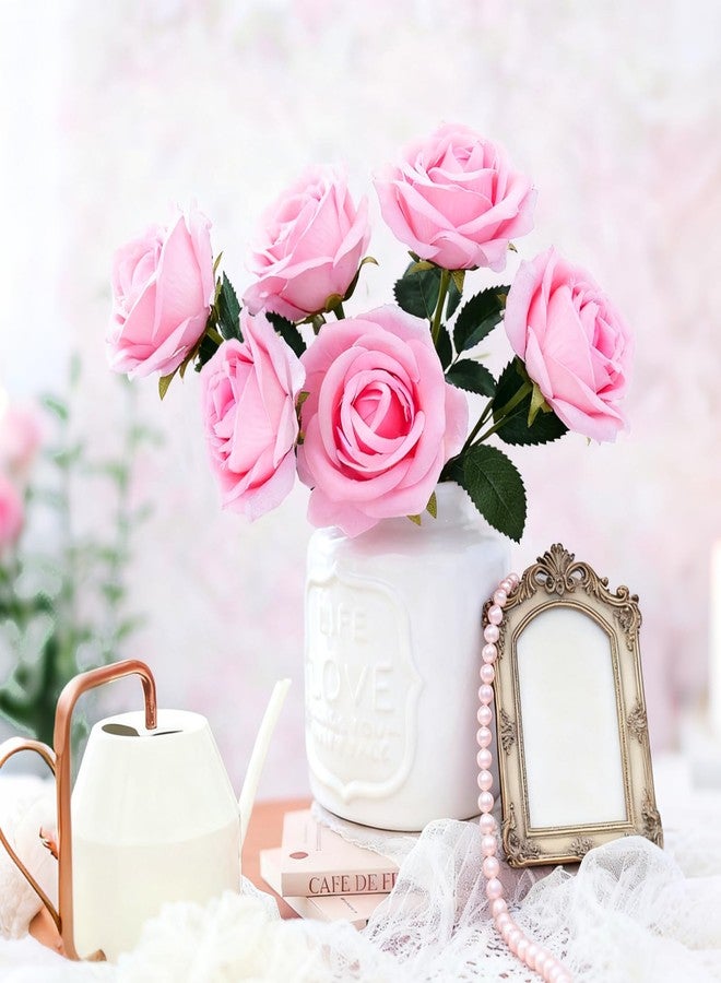 Cherica 52Pcs Pink Roses Artificial Flowers with Stems，Fake Roses Bouquet Fake Flowers Bulk，Silk Velvet Roses for Wedding Centerpieces Arrangement Baby Shower Birthday Home Decor Gifts - Image 5