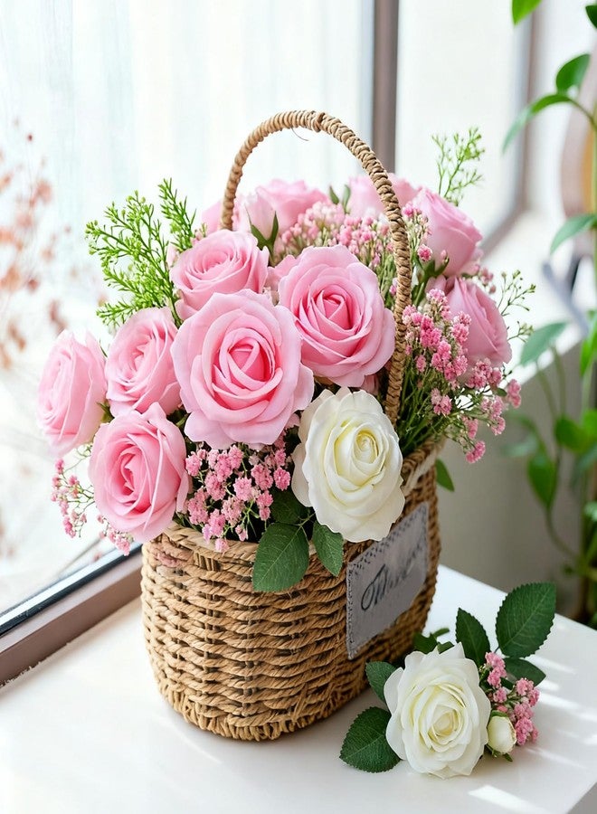 Cherica 52Pcs Pink Roses Artificial Flowers with Stems，Fake Roses Bouquet Fake Flowers Bulk，Silk Velvet Roses for Wedding Centerpieces Arrangement Baby Shower Birthday Home Decor Gifts - Image 2