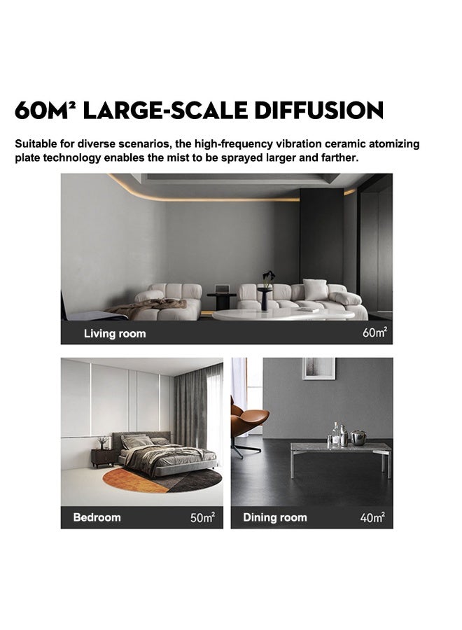 ET-LIFE 9L Smart Humidifier -  Large Room, Covers 645 sqft, Top Fill Cool Mist with Remote Control & LED Display, Auto Shut-Off, Essential Oil Tray & UV Sterilization, 360° Nozzle, Quiet YF2508 - Image 3