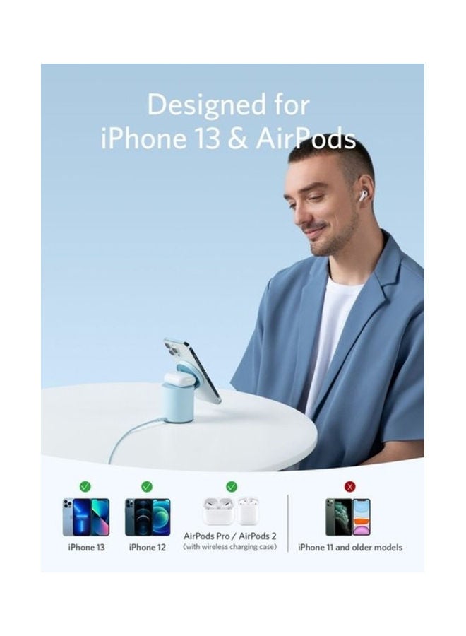 Anker Magnetic Wireless Charger (MagGo), 2 In 1 Wireless Charging Station With 20W USB-C Charger, For iPhone 13/12 Series, AirPods Pro Interstellar - Image 5