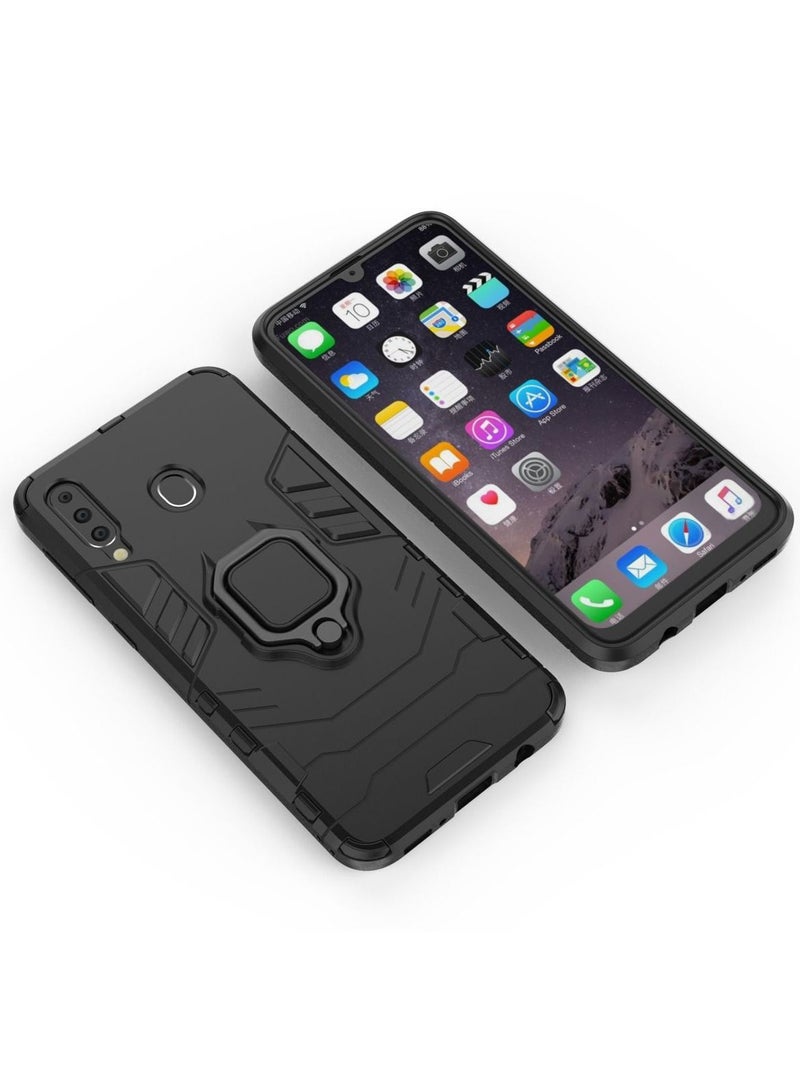 RICOONLINE for Samsung Galaxy M30/A40S Case, Shockproof Protective Phone Cover with Metal Ring Stand Black - Image 2