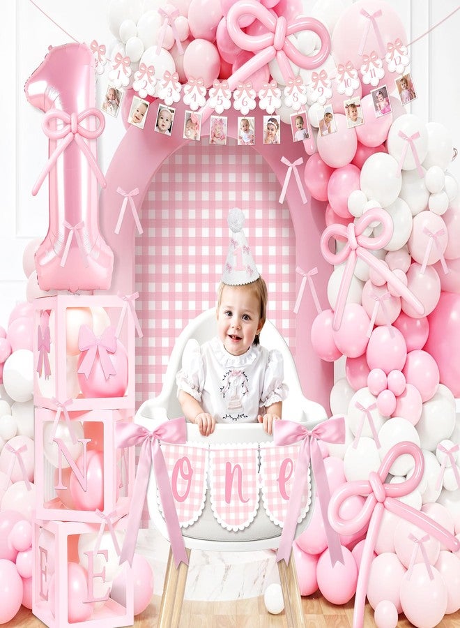 Kriyokiaa Bow 1st Birthday Decorations for Girl Coquette Pink Bow Party - Image 3