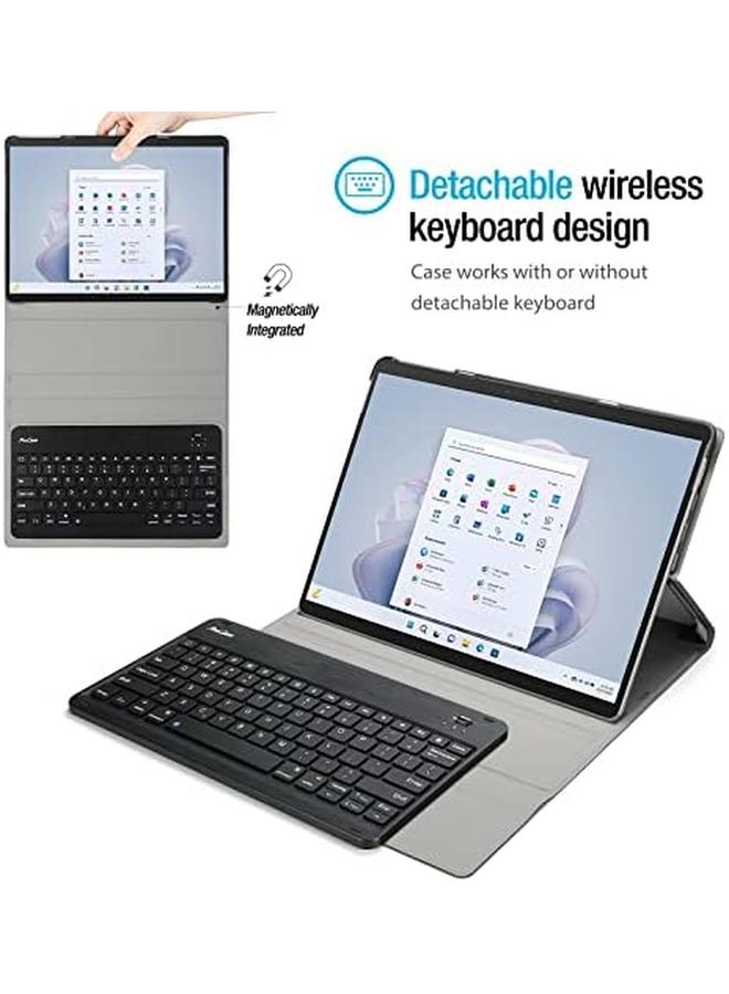 Procases Keyboard Case For Surface Pro 9 (2022) Pro 8 (2021) 13" Tablet Slim Light Smart Cover With Magnetically Detachable Wireless Keyboard Black - Image 2