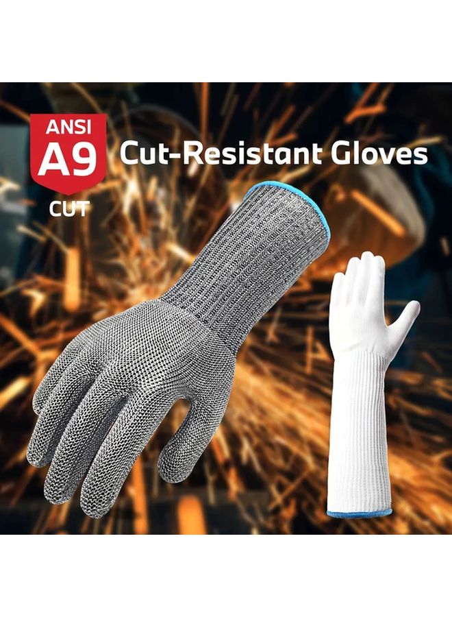 Cut Resistant Steel Mesh Gloves Ambidextrous Ergonomic Fit Size XL - Image 1