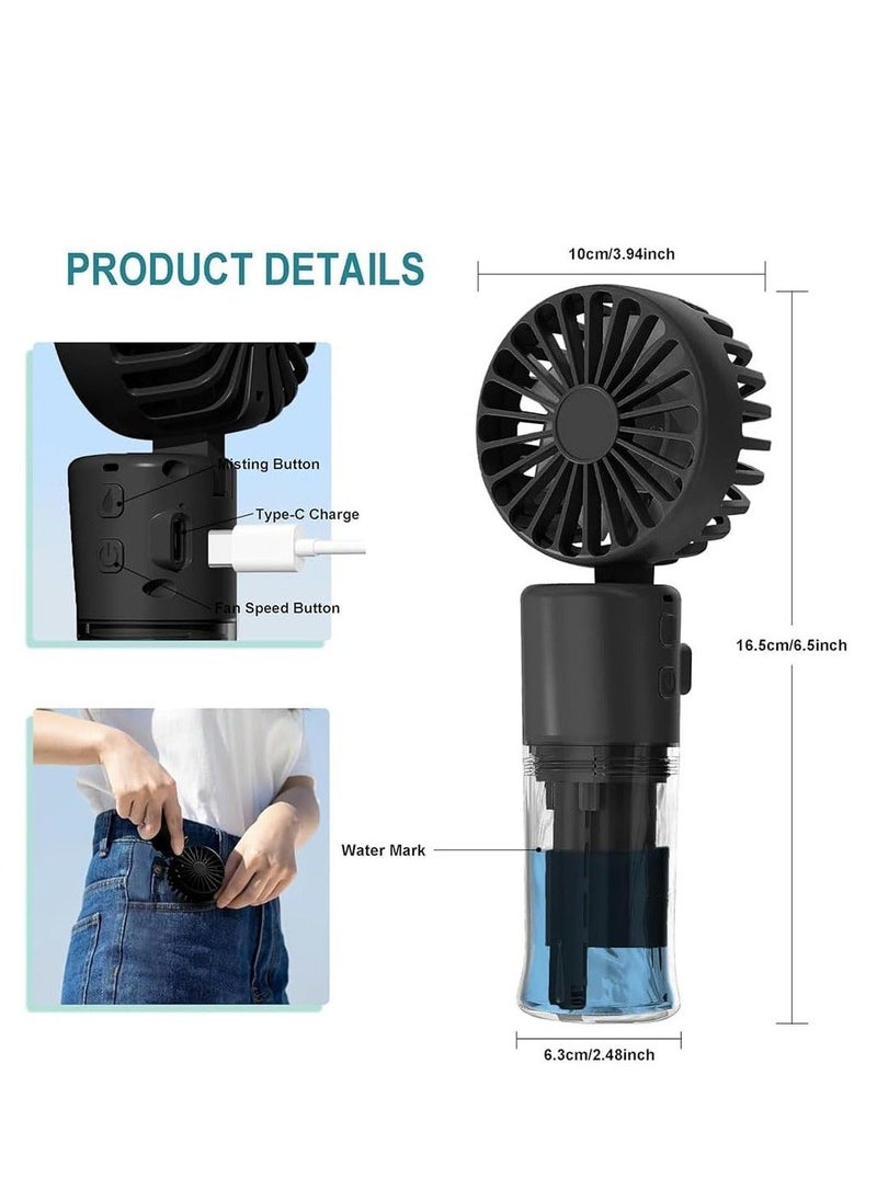 Handheld Fan, Rechargeable Misting Hand Fan, Multi-purpose for Portable Mini Mister Fan, 4 Speeds  20ml Spray  90° Foldable USB Personal Water Fan for Travel Office Outdoor (Red)  - Image 3