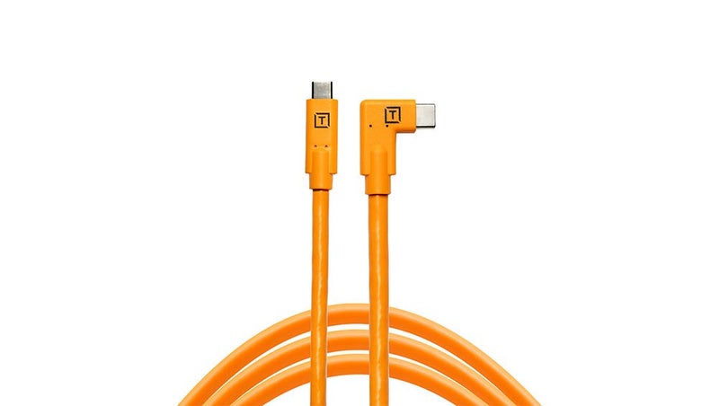 Tether Tools TetherPro USB-C to USB-C Right-Angle Cable (Orange) - Image 1