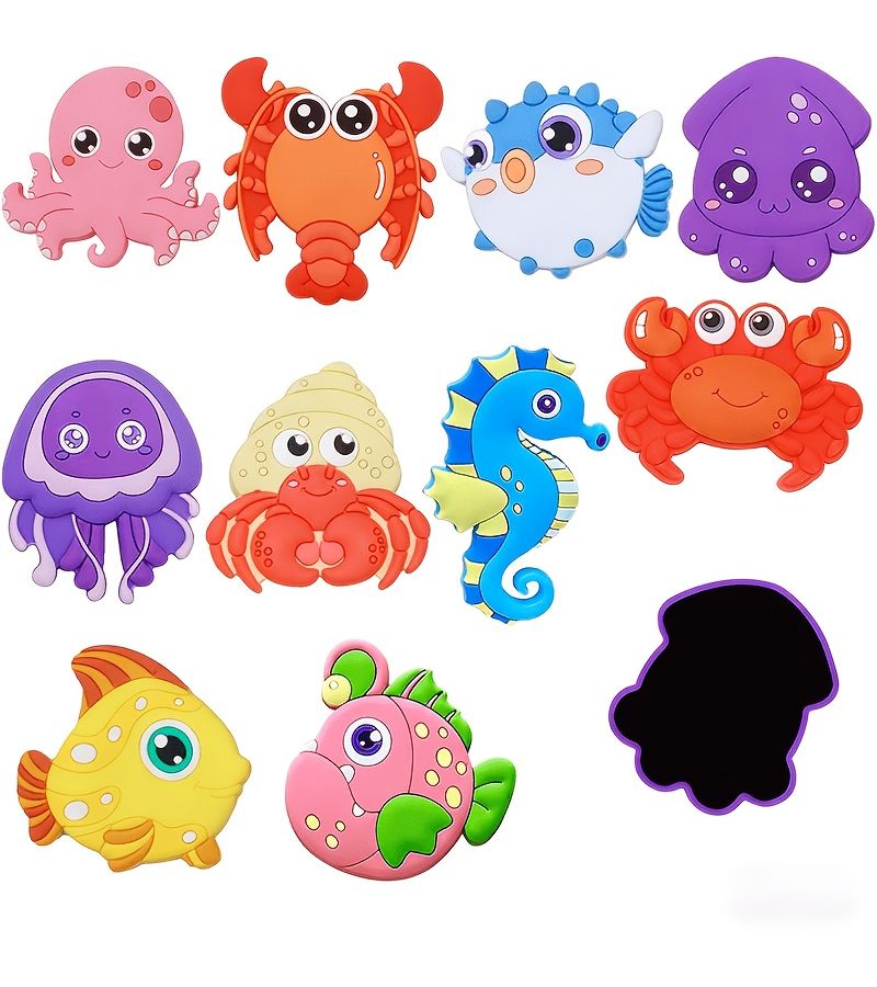10 Piece Cartoon Sea Animal Dishwasher Magnet Set Expressive Faces Cute Designs Heat Resistant Fridge Car Decor No Residue Gift - Image 1