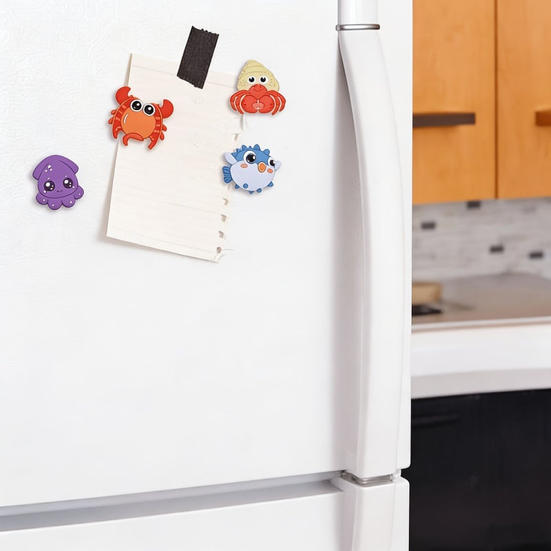 10 Piece Cartoon Sea Animal Dishwasher Magnet Set Expressive Faces Cute Designs Heat Resistant Fridge Car Decor No Residue Gift - Image 4