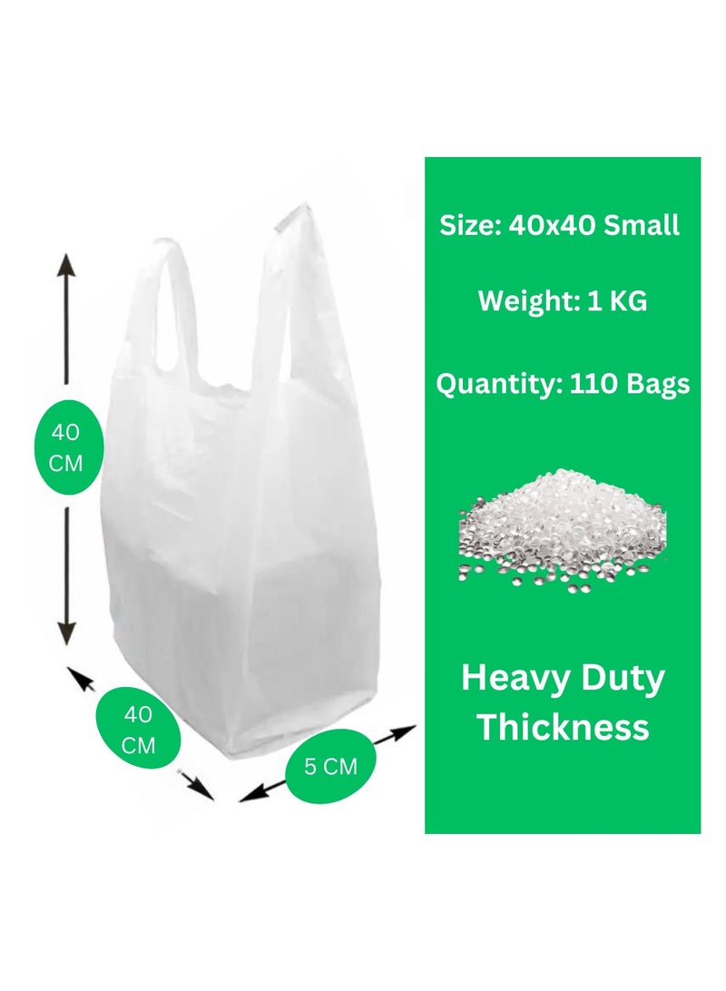 UNIWORTH-Plastic Disposable Grocery Bags, Heavy Duty 40cm X 40cm 1Kg Reusable Shopping Bags, Tear Resistant & Eco Friendly, Convenient Carry Handles, 100% Recyclable  - Image 2