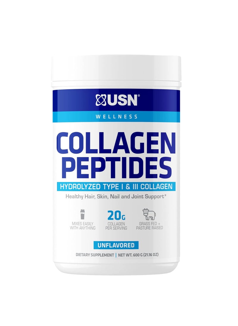 USN - Collagen Peptides Hydrolysed Type 1 And 3 Collagen 20g Of Collagen Per Serving 18g Protein Per Serving Unflavoured 600g - Image 1