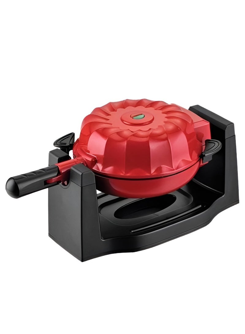 Bundt Cake Maker 8 Inch Non-Stick Rotary Pan, Easy Lock System, Indicator Light, Quick and Easy Bundt Cake Baking, Red - Image 2