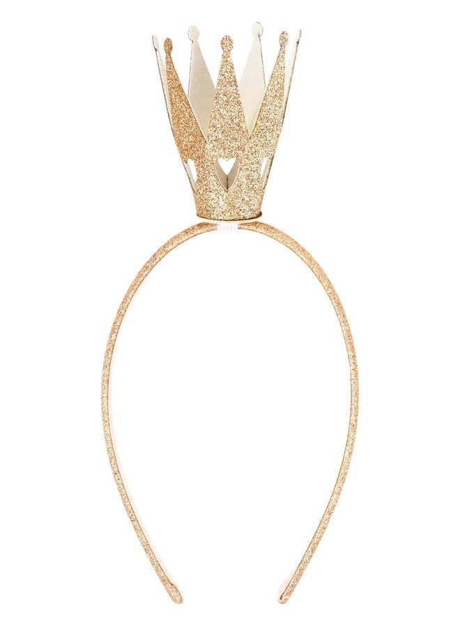 YARIEW Princess Crown Headbands for Women Gold Headband for Women Girls, Glitter Peach Crown Birthday Party Hair Band Prom Halloween - Image 1