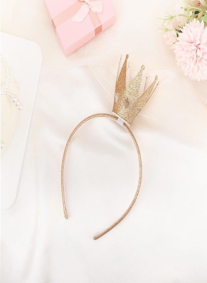 YARIEW Princess Crown Headbands for Women Gold Headband for Women Girls, Glitter Peach Crown Birthday Party Hair Band Prom Halloween - Image 4