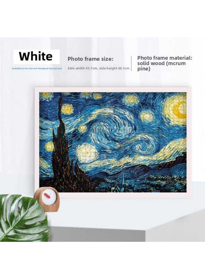 Solid Wood Photo Frame Mounted Creative Picture Frame Wall Hanging 500 Pieces 1000 Pieces Puzzle Special Picture Frame Wooden Exquisite Picture Frame-Color:Iron Box 1000 Piece Puster Frame-Black - Image 1