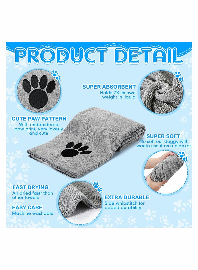 Super Absorbent Microfiber Pet Grooming Towels 4 Pack Quick Drying Soft Dog Bath Towels for Dogs Cats and Other Pets Gray - Image 2