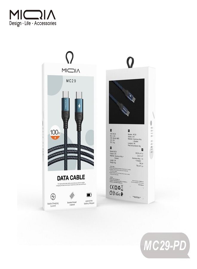 MIQIA PD Cable Blue 1M 100W - Image 3