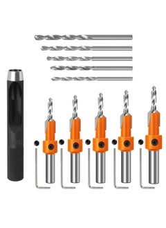Serplex Serplex 10Pcs Wood Countersink Drill Bit Set 5Pcs Countersink Drill Bit with 5Pcs Extra Pilot Drill Bit Tapered Drill Bits with 516 Round Shank Counter Sinker Drill Bit Set for Woodworking  - Image 1