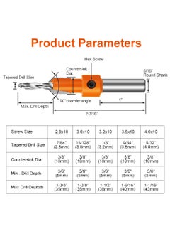 Serplex Serplex 10Pcs Wood Countersink Drill Bit Set 5Pcs Countersink Drill Bit with 5Pcs Extra Pilot Drill Bit Tapered Drill Bits with 516 Round Shank Counter Sinker Drill Bit Set for Woodworking  - Image 3
