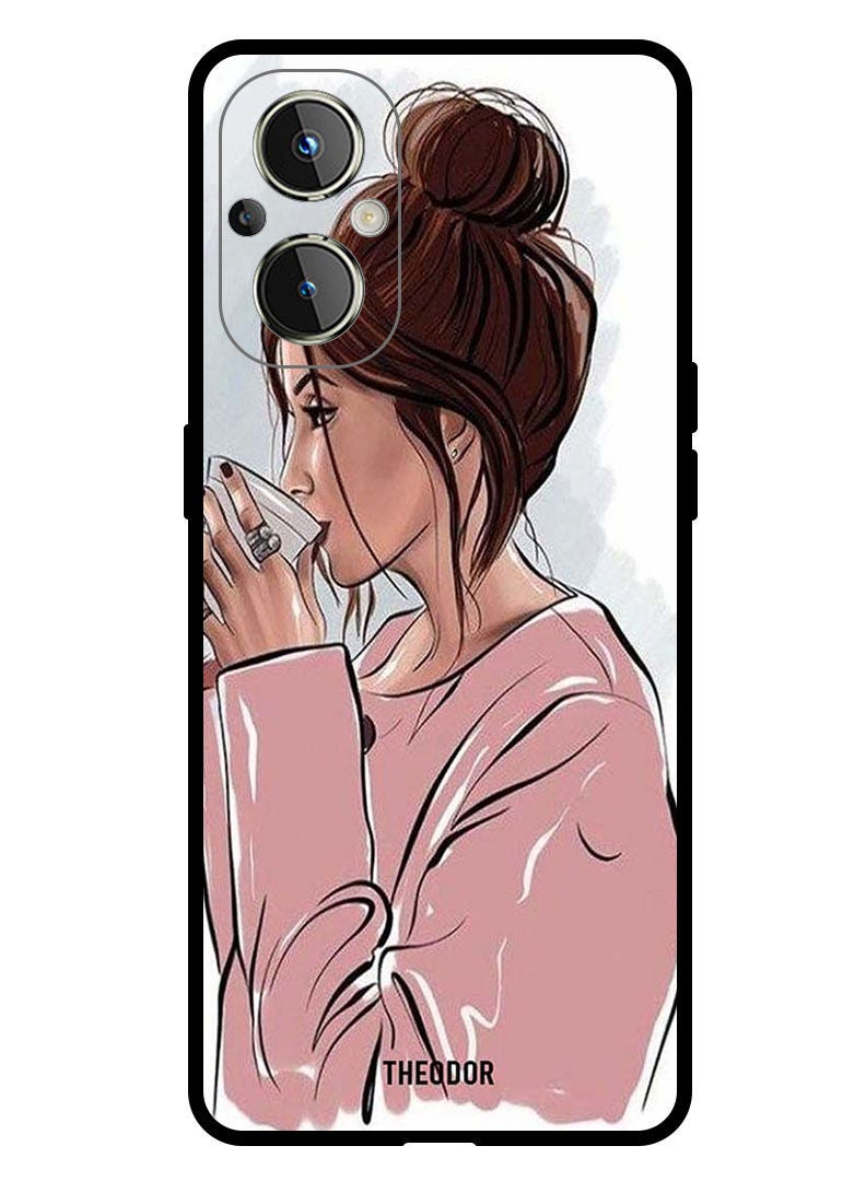 Theodor Protective Case Anti Scratch Shock Proof Bumper Cover For Oppo Reno 7 Z 5G Girl Drinking Coffee 1 - Image 1