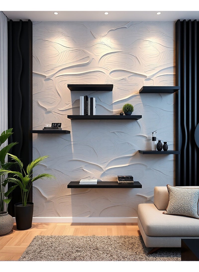 KRESLO Decorative Floating Wall Mounted Shelves with Stylish Invisible Brackets, Modern Faux Wood Storage with Matte Finish for Bedroom, Living Room, Bathroom, Kitchen Décor - Image 4