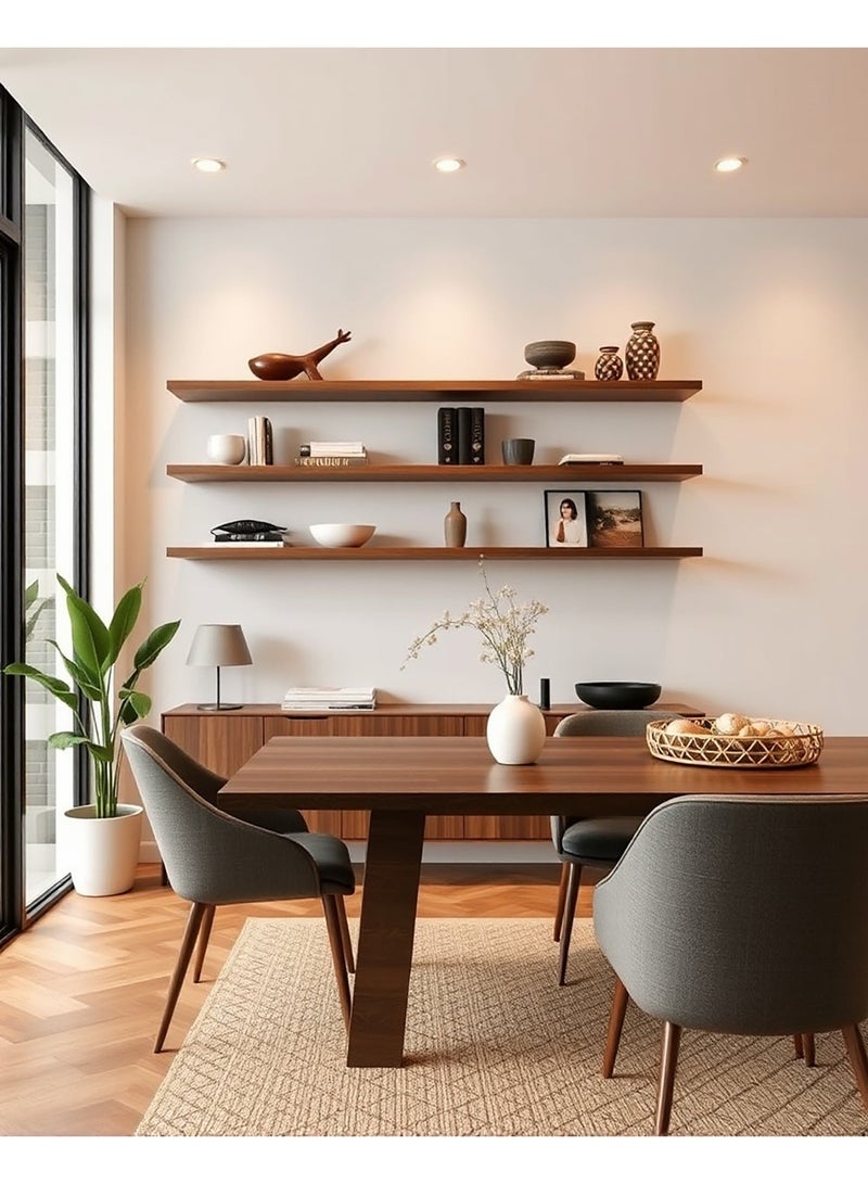KRESLO Decorative Floating Wall Mounted Shelves with Stylish Invisible Brackets, Modern Faux Wood Storage with Matte Finish for Bedroom, Living Room, Bathroom, Kitchen Décor - Image 3