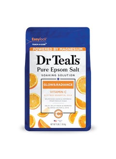 Dr Teal's Epsom Magnesium Salt Soak, Glow & Radiance with Vitamin C & Citrus Essential Oils, 3 lbs