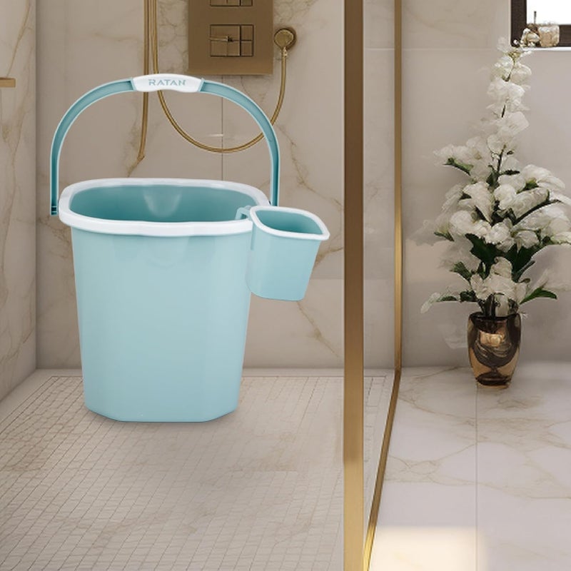 RATAN PLASTICWARE طقم حمام بلاستيكي من راتان مكون من 3 قطع حزمة كومبو بريما بلين مينت 18 لتر 25 لتر دلو واحد بريما بلين كوب استحمام 15 لتر - Image 5