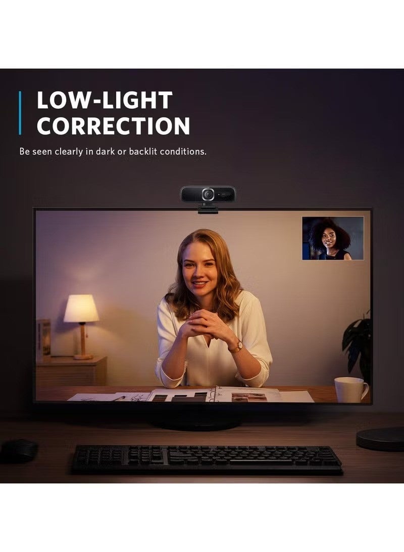 JAJEEK PowerConf C300 Smart Full HD, AI-Powered Framing & Autofocus, 1080p Webcam with Noise-Cancelling Microphones, Adjustable FoV, HDR, 60 FPS, Low-Light Correction, Zoom Certified Black - Image 3