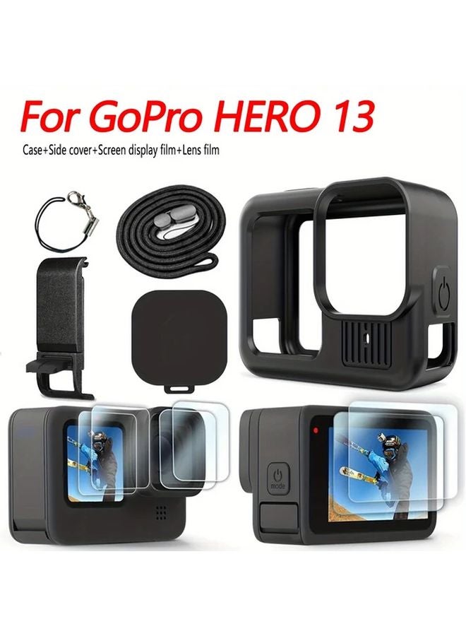 GoPro Hero 13 Protective Silicone Case Kit 11pcs Black Tempered Glass Screen Protector - Image 2