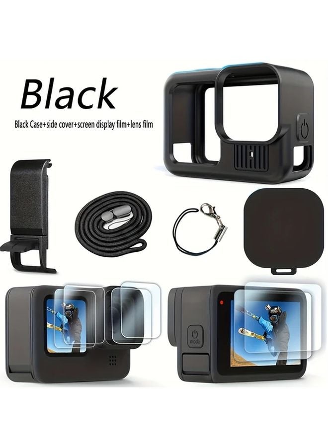 GoPro Hero 13 Protective Silicone Case Kit 11pcs Black Tempered Glass Screen Protector - Image 1