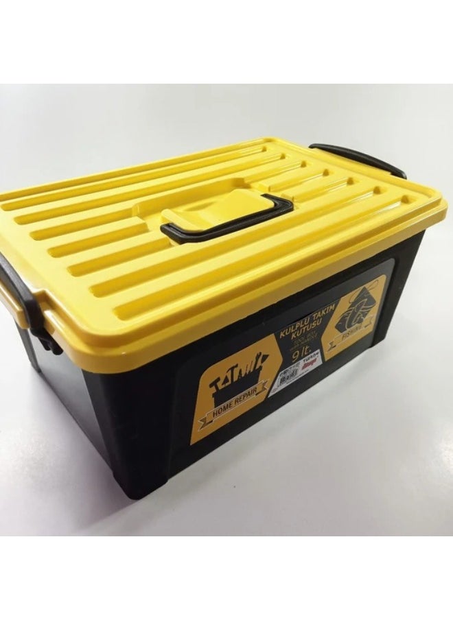 Dunia Black Tool Box Container with Lid & Handle - Volume 9 Lt - Versatile for Home Repair & Fishing