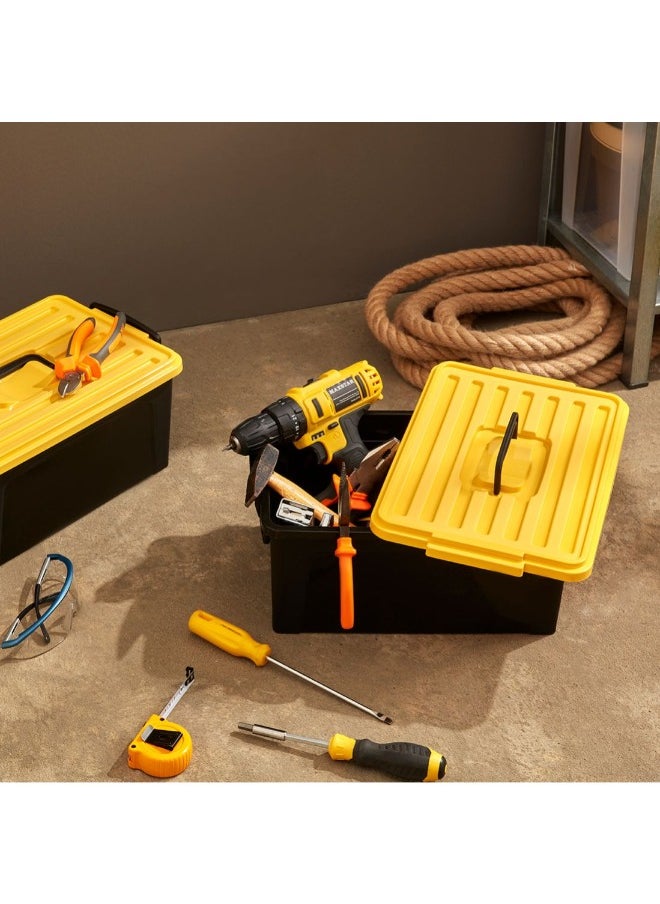 Dunia Black Tool Box Container with Lid & Handle - Volume 9 Lt - Versatile for Home Repair & Fishing