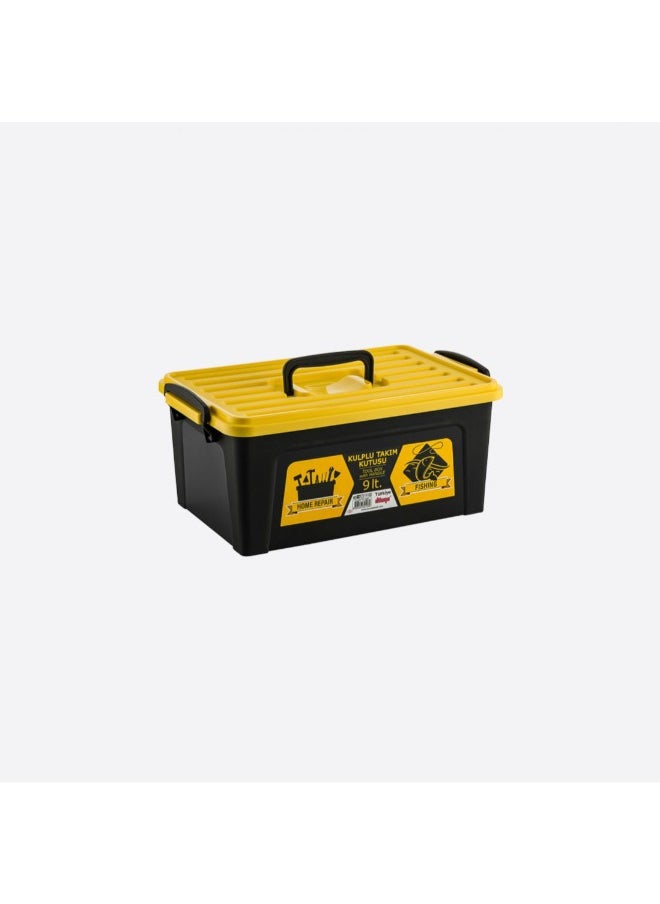 Dunia Black Tool Box Container with Lid & Handle - Volume 9 Lt - Versatile for Home Repair & Fishing