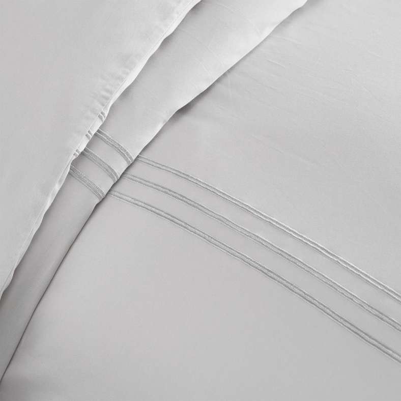 Pan Home Hotel Nouveau Imperial 400TC Cotton 3-Piece Queen Duvet Cover Set 200x200cm -Silver Grey - 121IHI9900421 - Image 4
