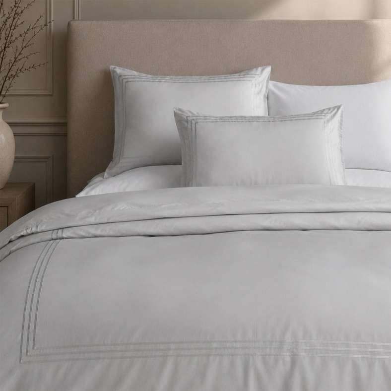 Pan Home Hotel Nouveau Imperial 400TC Cotton 3-Piece Queen Duvet Cover Set 200x200cm -Silver Grey - 121IHI9900421 - Image 2