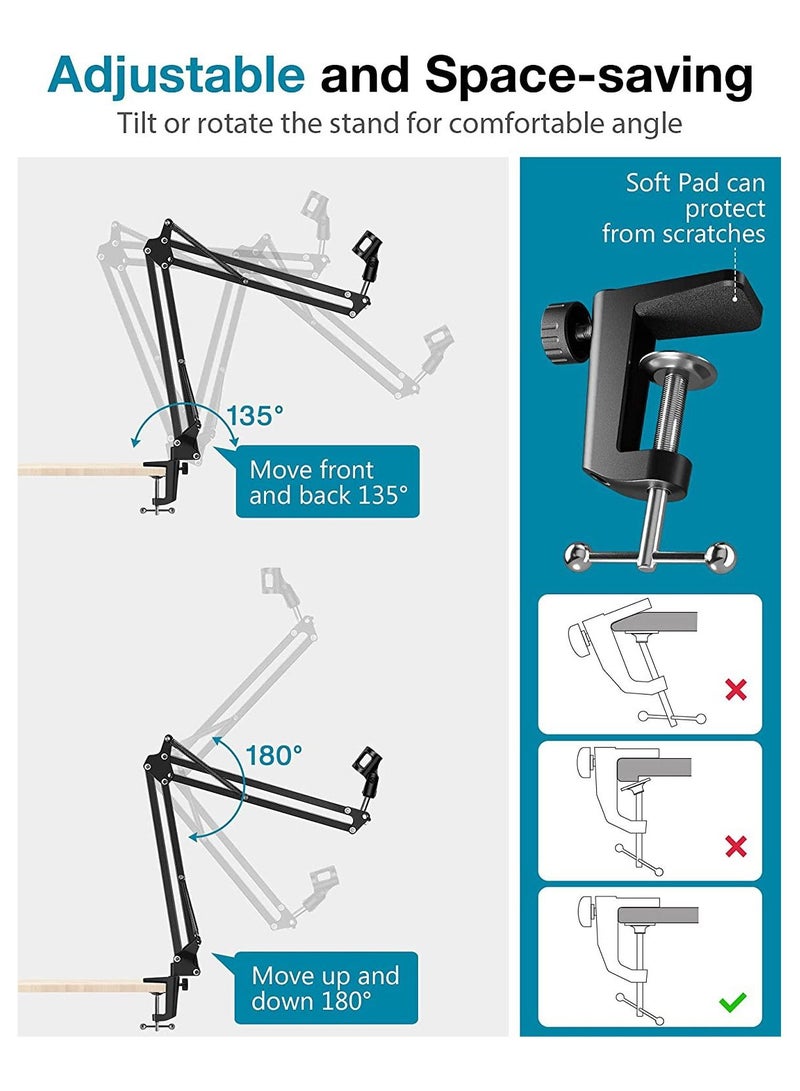 Professional Adjustable Microphone Stand Mic Arm Stand Studio Microphone Suspension Scissor Arm Stand - Image 3