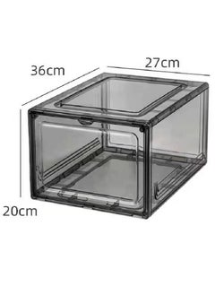 Crystal Premium Shoe Box with Magnetic Side Open, Sneaker Box Transparent, Plastic Storage Box (10 Pack, Crystal Clear GRAY)