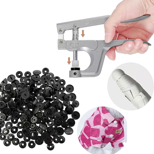 IMNTHO Snaps and Snap Pliers Set, 100 Sets Black T5 KAM Buttons, Snap Fasteners Kit for Sewing, Clothing, Crafting - Image 3