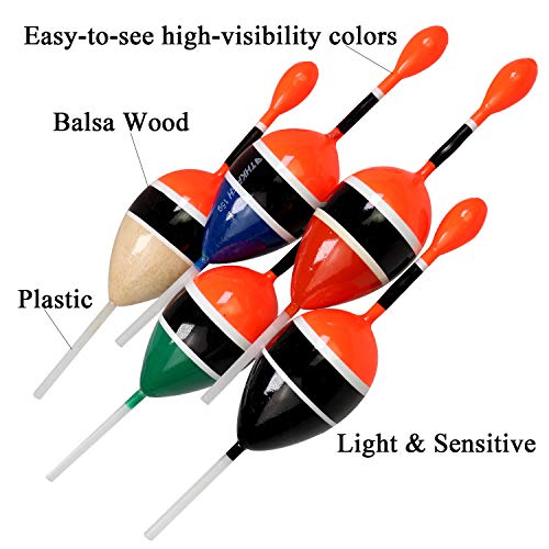 THKFISH Fishing Floats Bobbers Slide Floats Balsa Fishing Bobber Slip Bobbers for Crappie Panfish Trout Bass (1/2oz 2"x5.28") (1/6 1.6"x4.8") 5Pcs (Wood and Red, 1/2 oz 2"x5.28" - 5Pcs) - Image 4