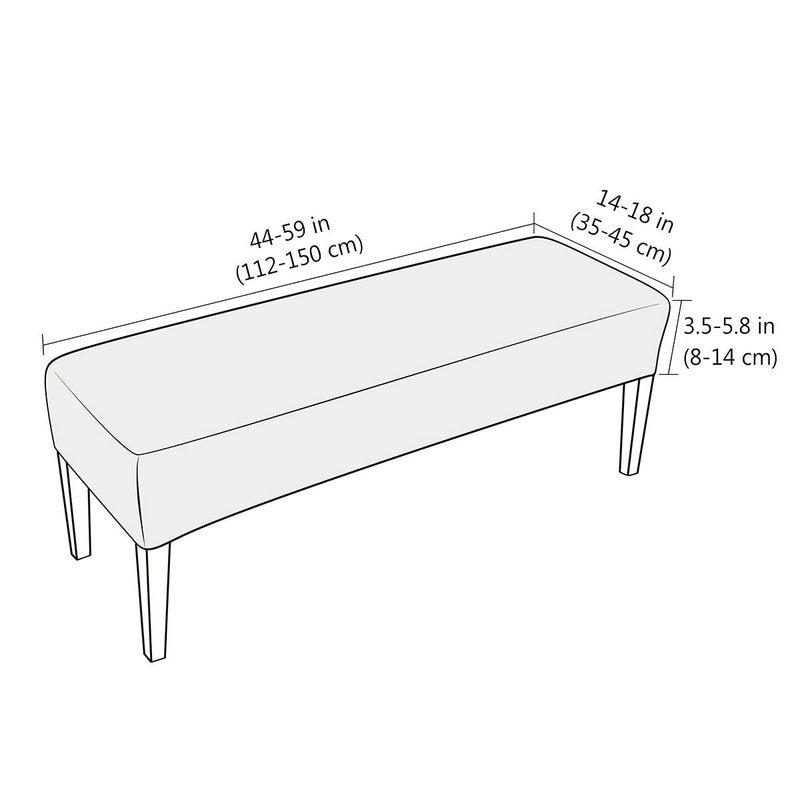 Navy Blue Stretch Spandex Bench Cover Washable Soft Jacquard Protector - Image 3