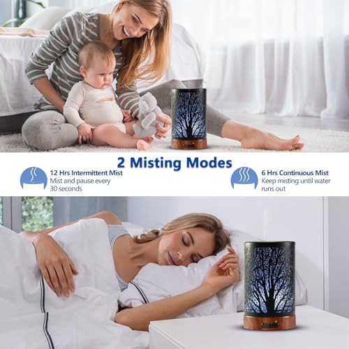 EQUSUPRO Oil Diffuser with Essential Oils Set – Aromatherapy Oil Diffuser 150ml with 6 Essential Oils Set, Cool Mist Diffusers for Essential Oils, Waterless Auto Shut-Off,7 Colors Night Light, Gifts for Mom - Image 5