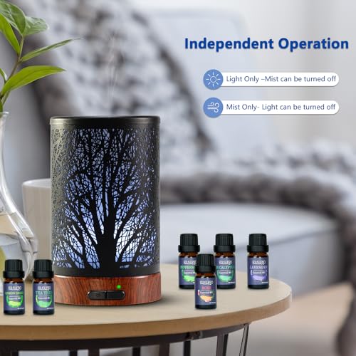 EQUSUPRO Oil Diffuser with Essential Oils Set – Aromatherapy Oil Diffuser 150ml with 6 Essential Oils Set, Cool Mist Diffusers for Essential Oils, Waterless Auto Shut-Off,7 Colors Night Light, Gifts for Mom - Image 4