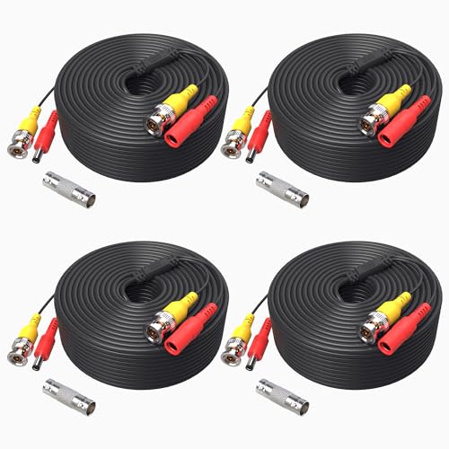ANNKE (4) 150 Feet Video Power Cable for Security Camera System, All-in-One BNC Extension Surveillance Camera Cable for CCTV Security DVR System Installation, Free 4 x BNC Connectors Included - Image 1